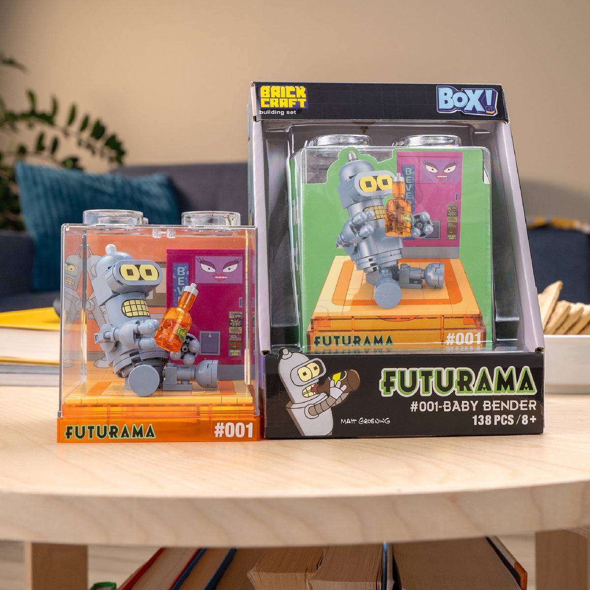 Brickcraft Futurama Baby Bender Box! Collectible Building Kit (138-Piece Set), Futurama Display Cube, Retro TV Collectible Gift for Fans Ages 8+