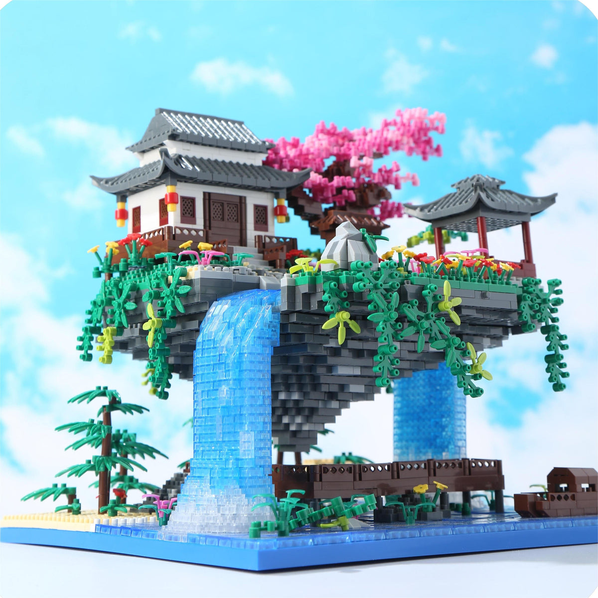Yushinv Cherry Blossom Tree Building Set with Gift Box, Original Music (Type :Symphony), Japanese Sakura Tree House Lights Building Kit 3320 Pcs