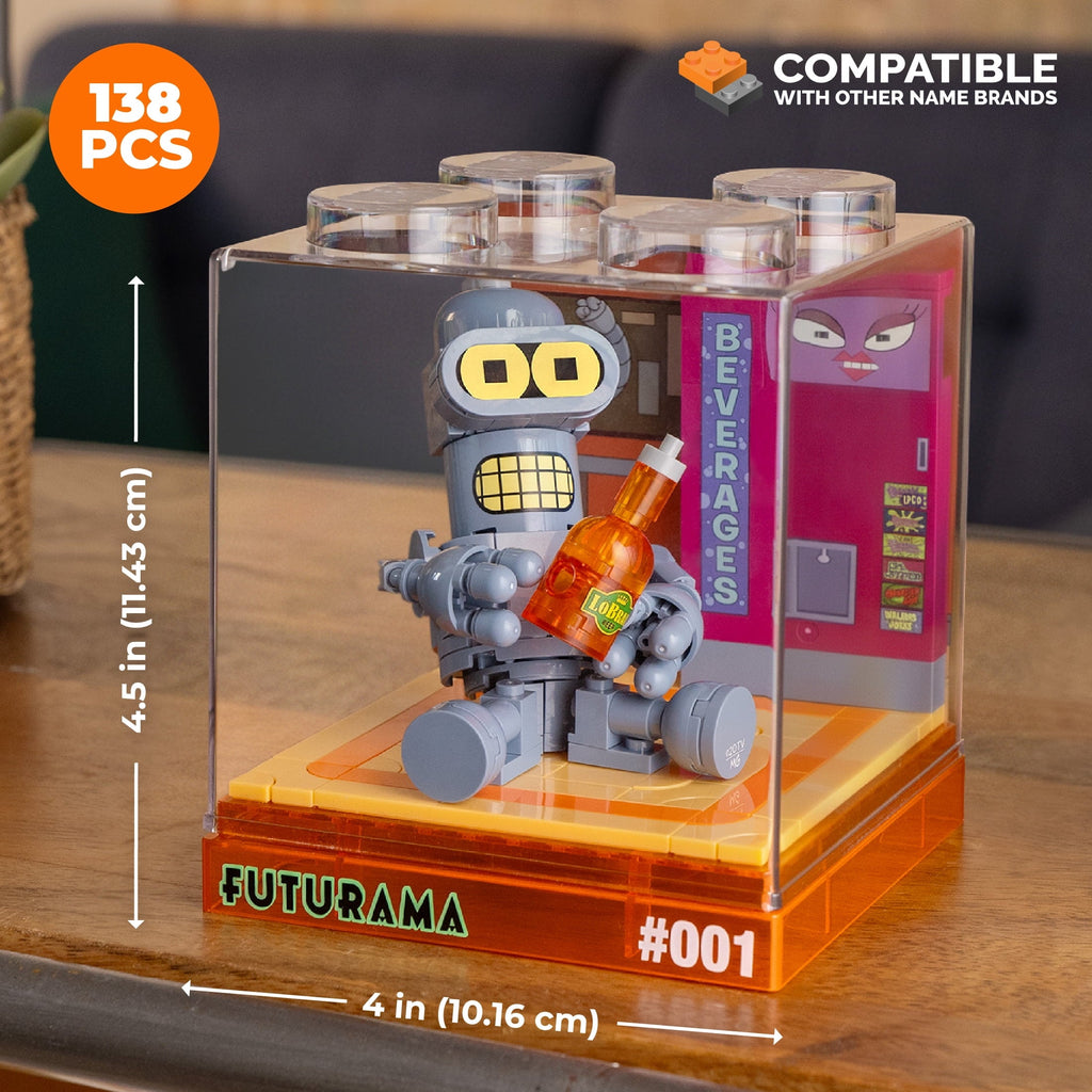 Brickcraft Futurama Baby Bender Box! Collectible Building Kit (138-Piece Set), Futurama Display Cube, Retro TV Collectible Gift for Fans Ages 8+