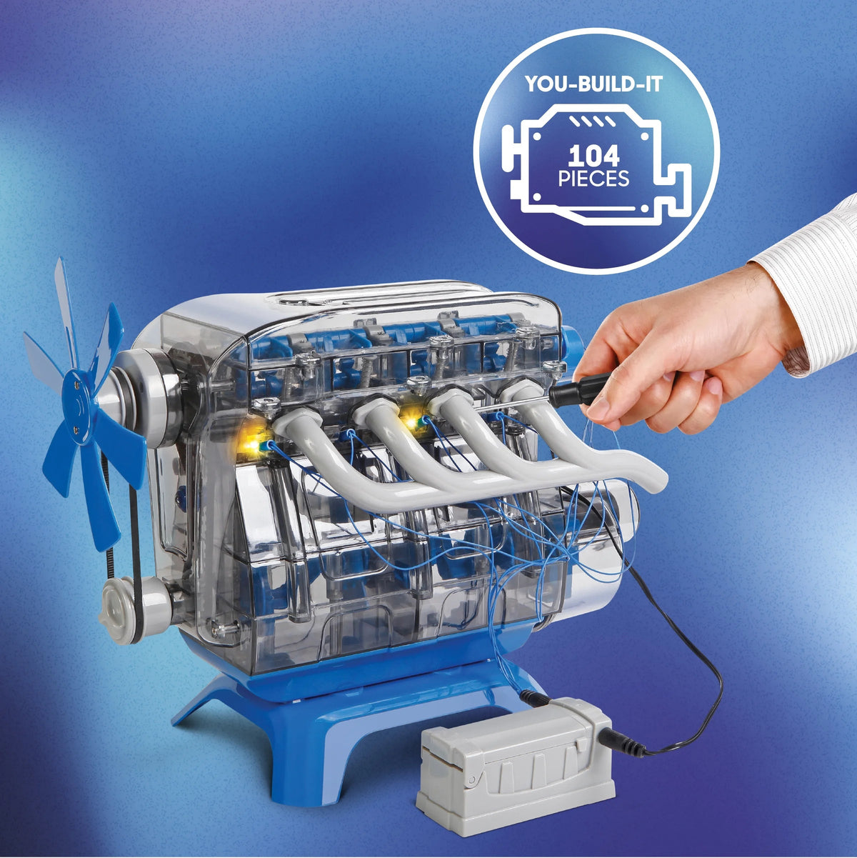 Discovery #Mindblown Model Engine Kit for Children, with Moving Motor Parts and LED Lights
