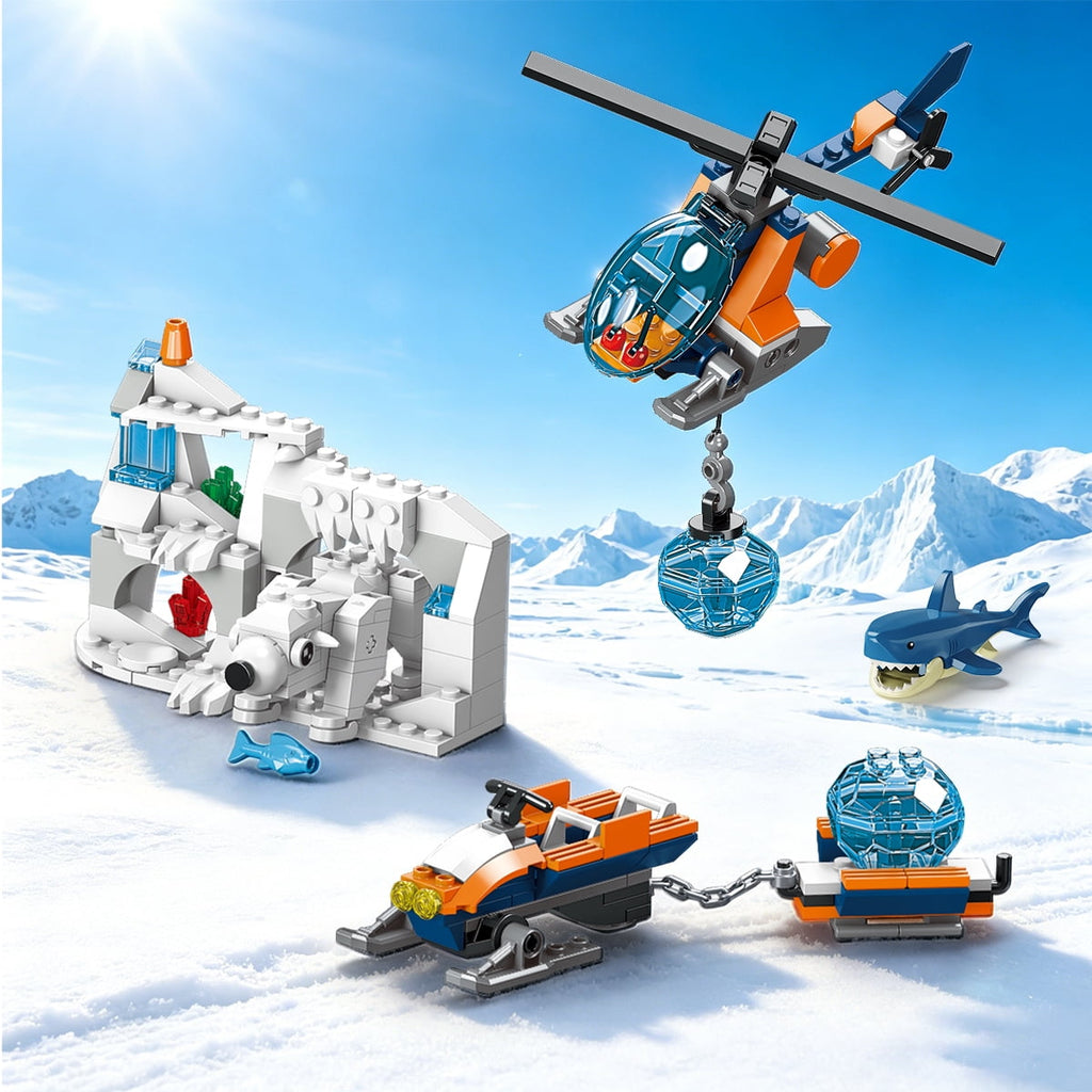 TERRAMUS Ocean Arctic Explorer Ship Building Set, 482 Pcs Polar Adventure Icebreaker Boat Building Blocks Kit with Helicopter, Snowmobile, and Animal Figures Toy for Kids Age 8+