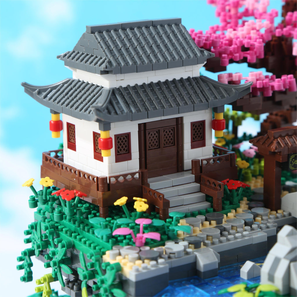 Yushinv Cherry Blossom Tree Building Set with Gift Box, Original Music (Type :Symphony), Japanese Sakura Tree House Lights Building Kit 3320 Pcs