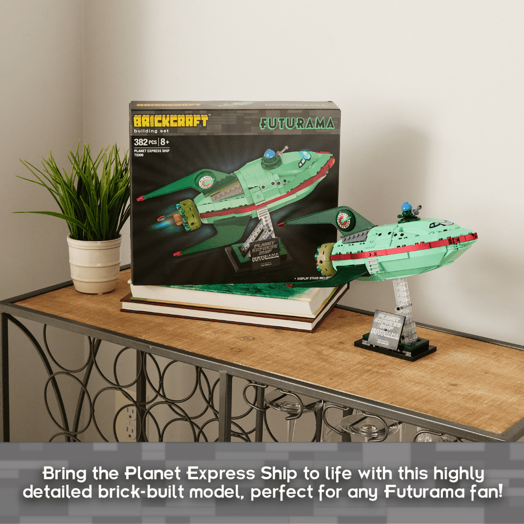 Brickcraft Futurama Planet Express Ship Brick Building Kit (382-Piece Set), Sci-Fi Collectible Display Model, Futuristic Toy Brick Set For Adults, Teens, and Fans of Animated TV