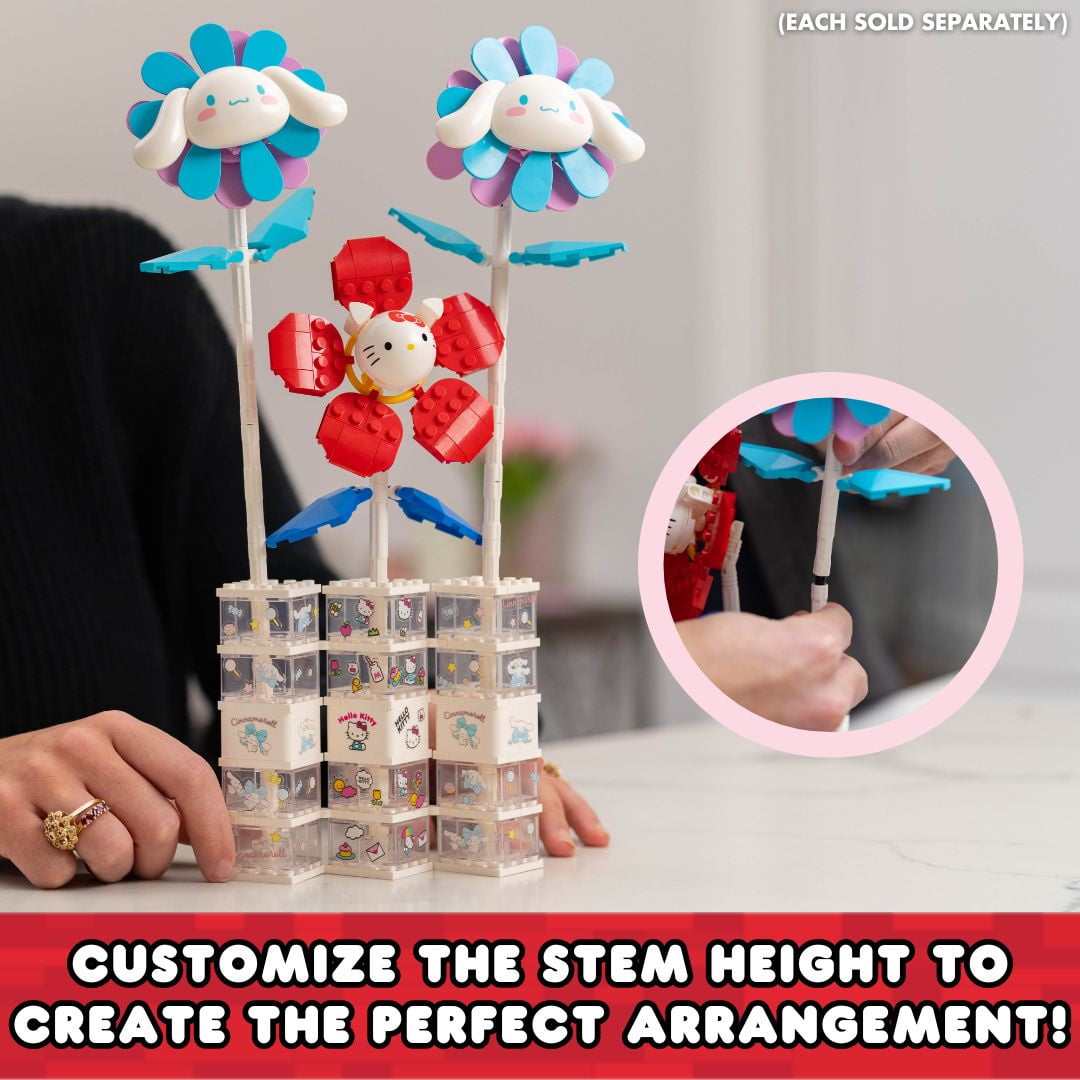 Brickcraft Cinnamoroll Flower & Vase (122 plastic pcs) â€?Sanrio Building Kit, Floral Décor & Modular Bouquet for Cute Home Display for Him or Her