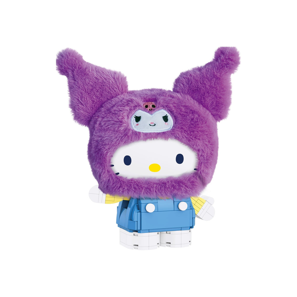 Brickcraft Hello Kitty and Friends Kuromi Fluffy Fit Building Kit (239-Piece Set), Sanrio Character Brick Toy with Fluffy Hood Accessory, Collectible Display Figure