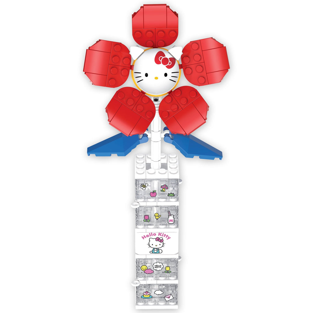 Brickcraft Hello Kitty Flower & Vase Building Kit (115 Plastic Pieces), Sanrio Hello Kitty Collection, Floral Decoration & Modular Vase Bouquet, Cute Home Décor